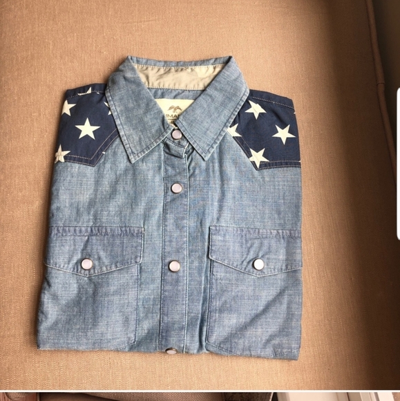 Women's Commander Life Snap Down Blue Denim Star Western Jean Shirt - Picture 4 of 16